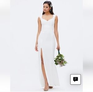 Dress The Population Monroe Off White Side Slit Gown Size M NWT